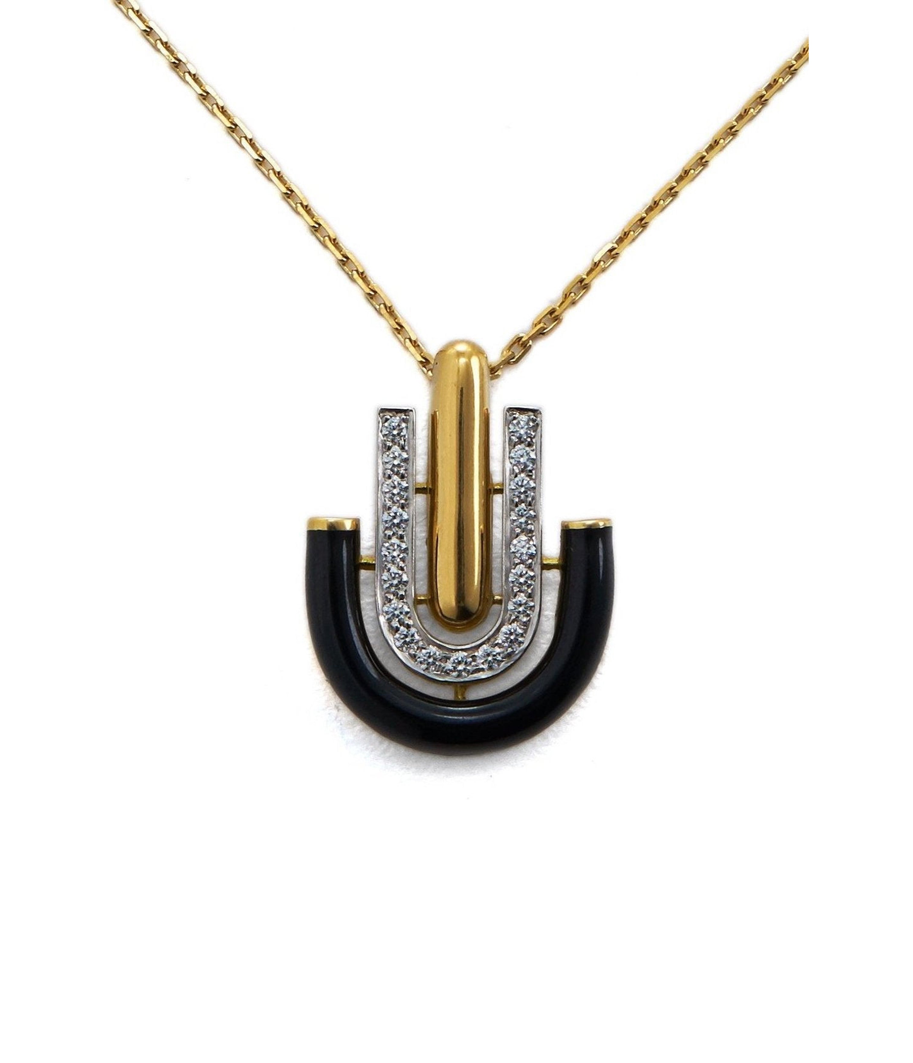 David Webb Workshop, Unity Necklace, Black Enamel