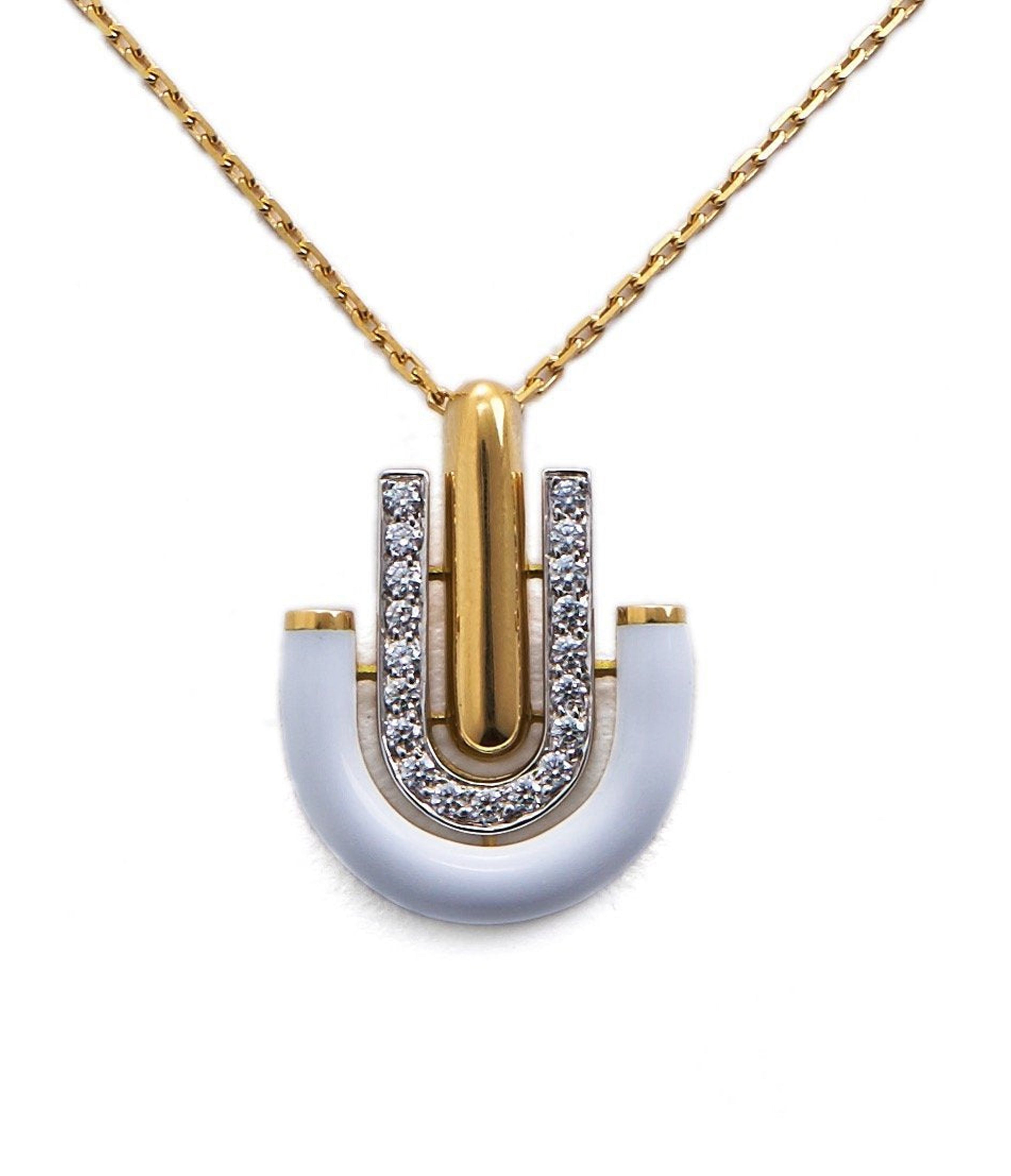 David Webb Workshop, Unity Necklace, White Enamel