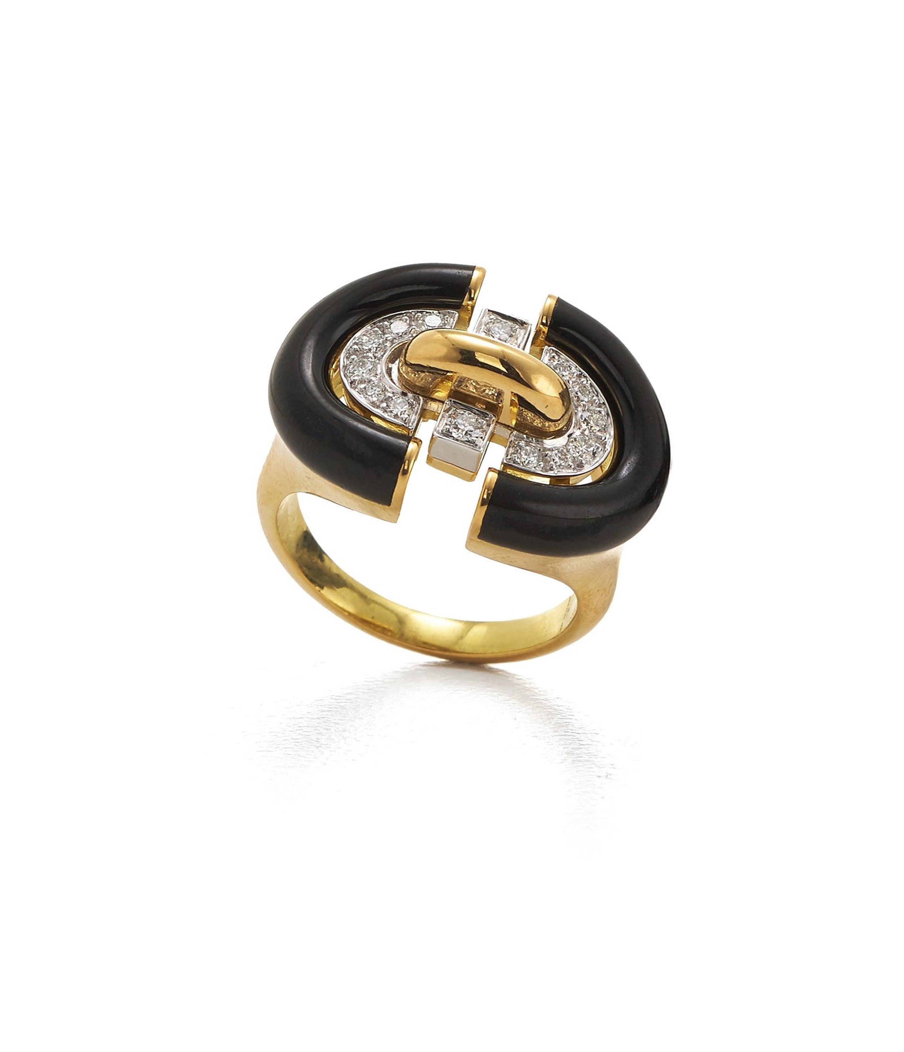 David Webb Workshop, Unity Ring, Black Enamel