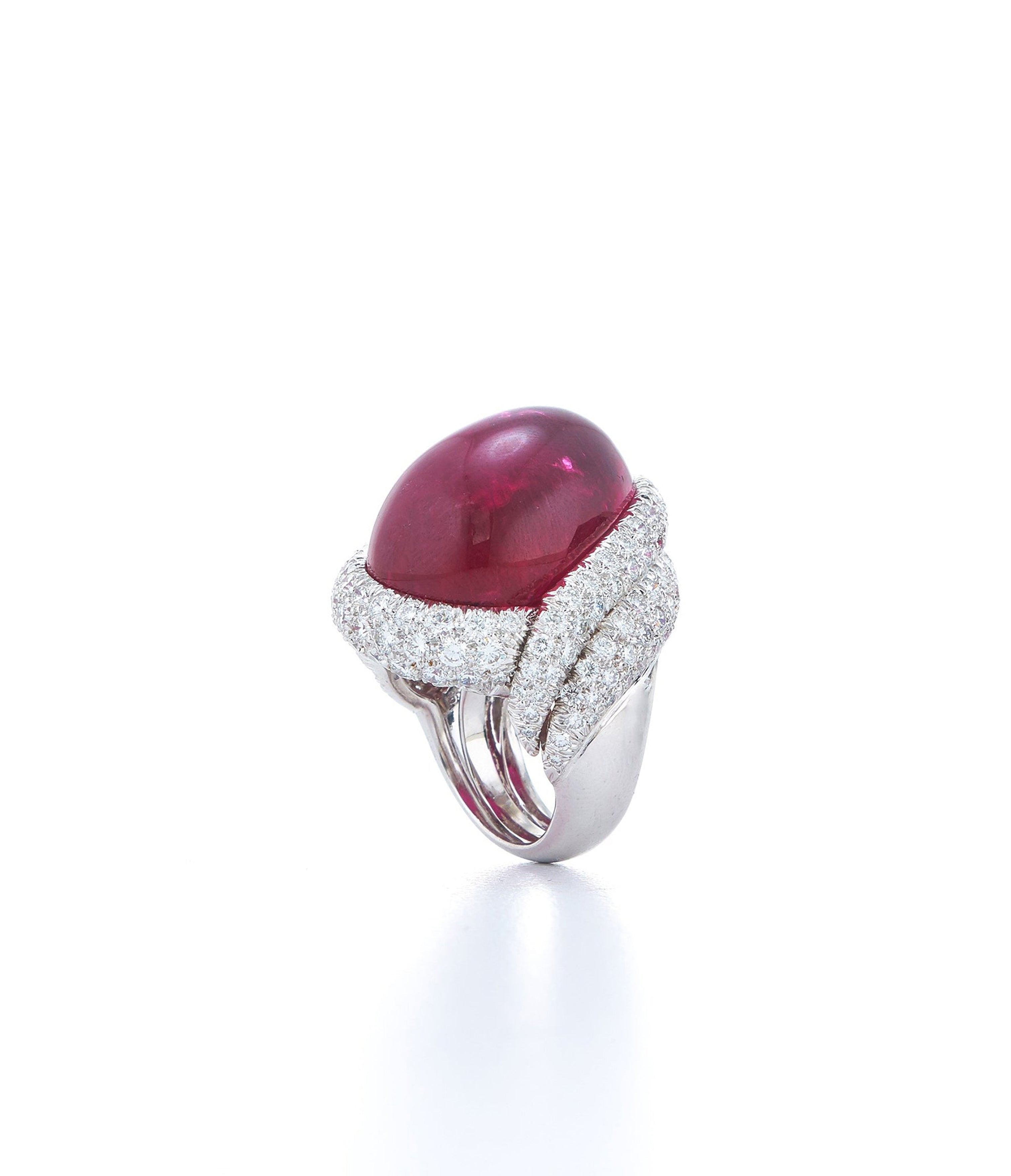 David Webb Workshop, White Cap Ring, Rubellite