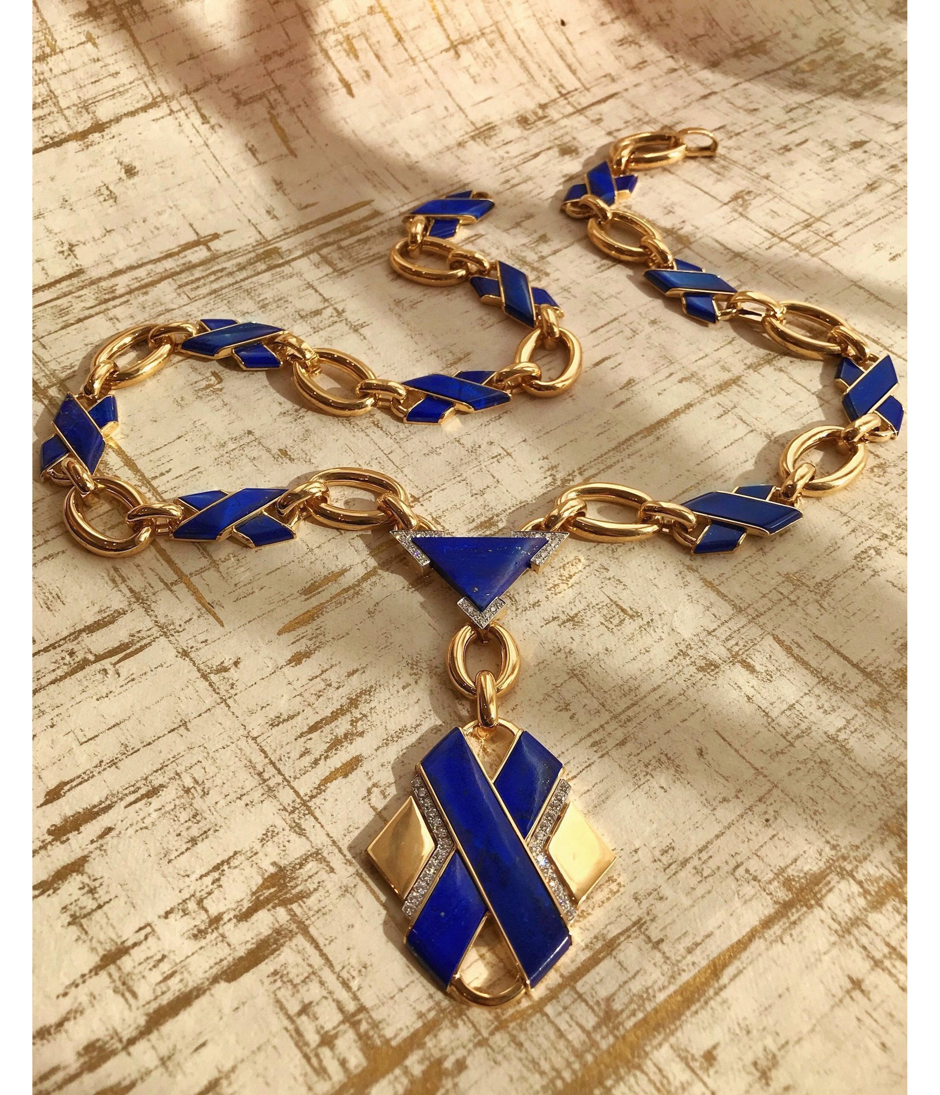 David Webb Workshop, 'X' Necklace, Lapis Lazuli