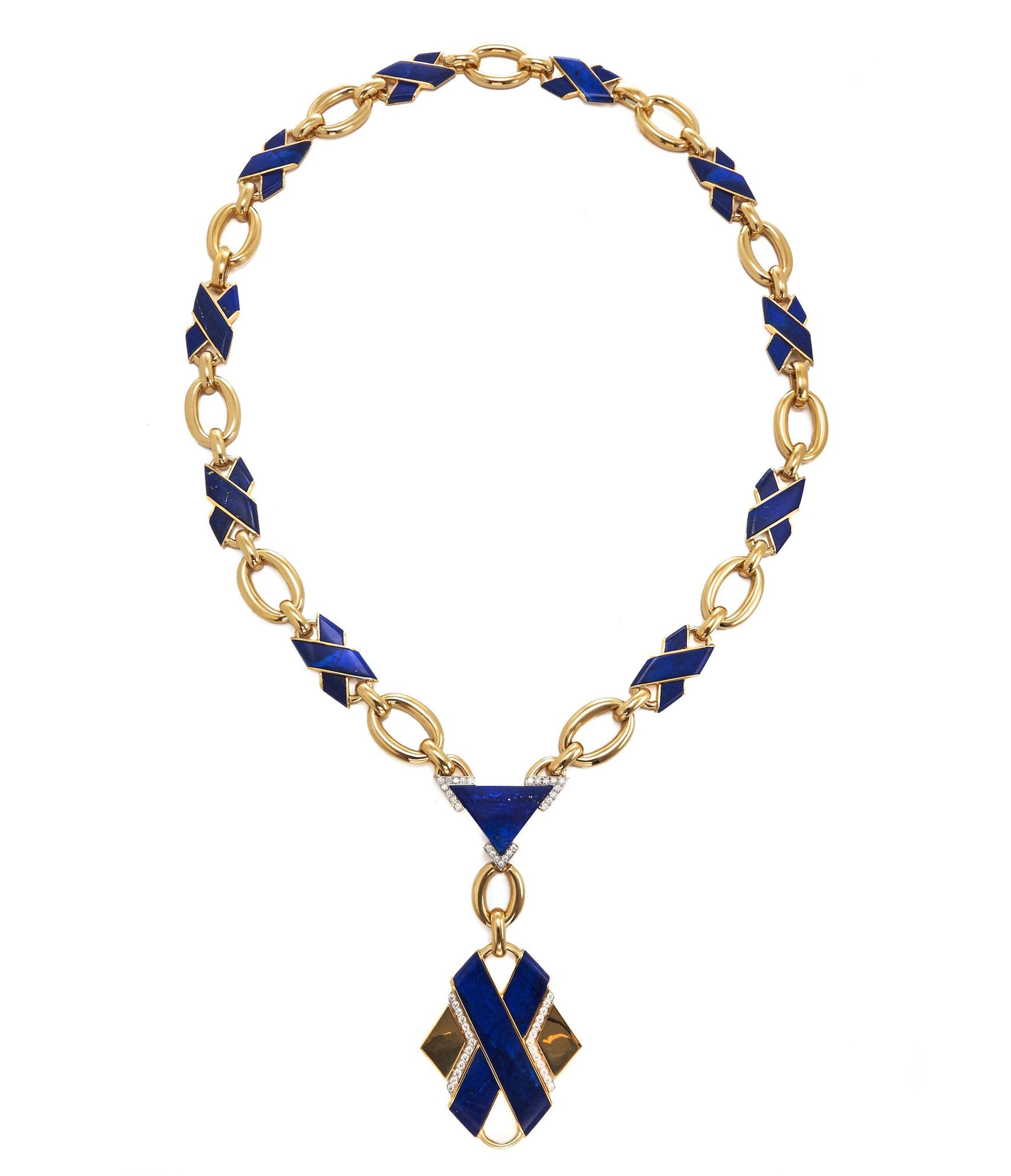 David Webb Workshop, 'X' Necklace, Lapis Lazuli