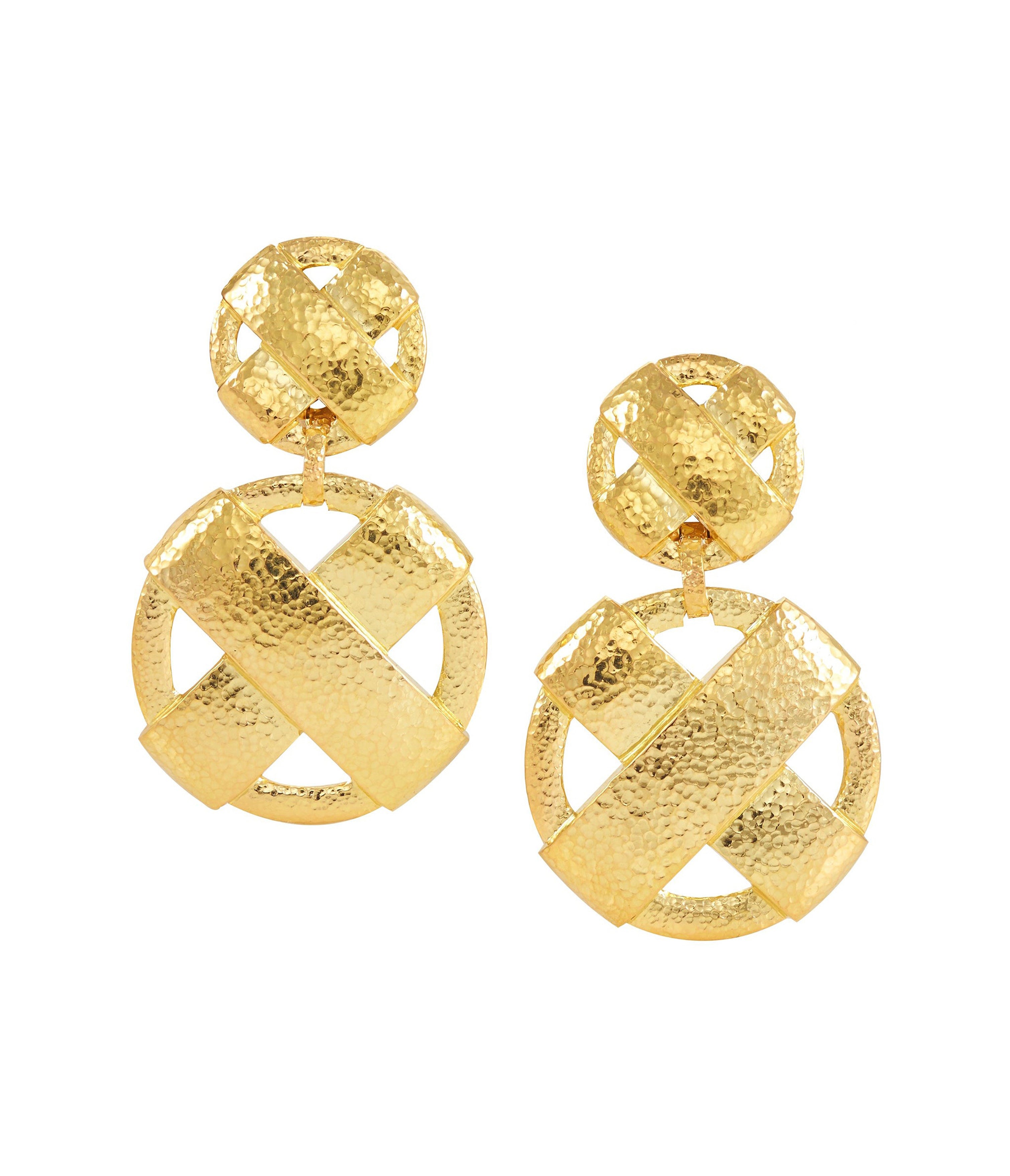 David Webb Workshop, XO Earrings, Hammered 18K Gold