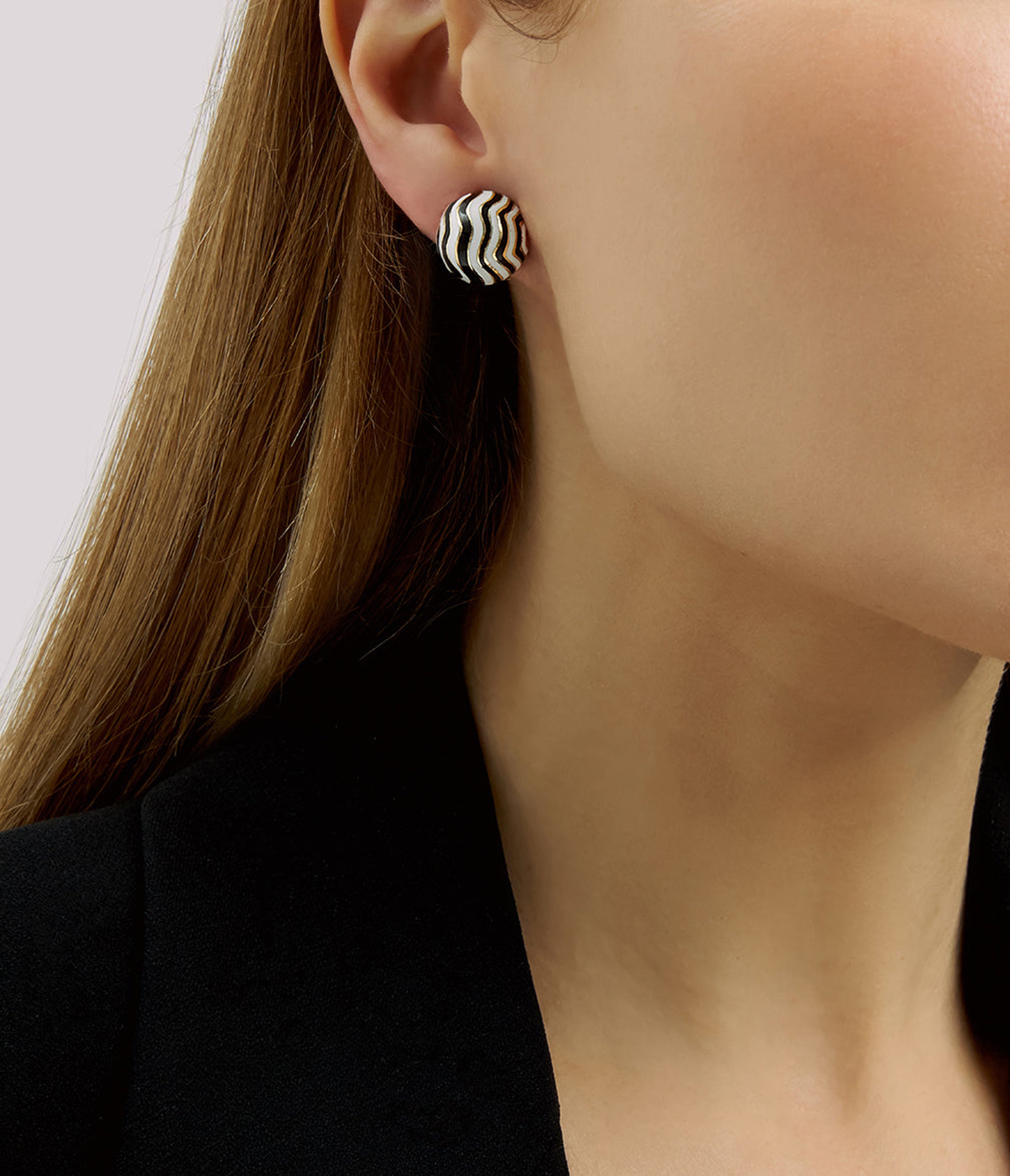 David Webb Workshop, Zebra Stud Earrings